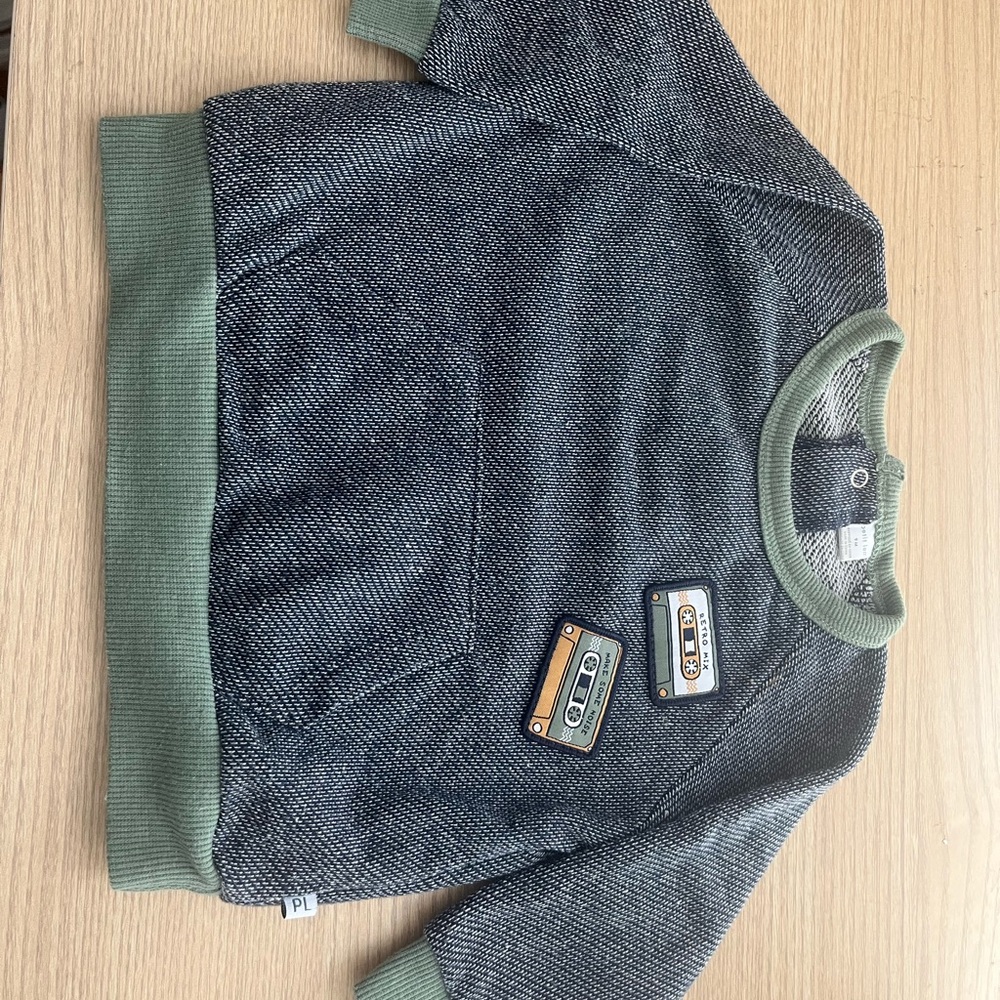Petit Lem Charcoal and Olive Kids Sweatshirt